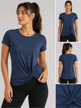 (A4) Ideology Blue Twist Front Workout Top Women’s Activewear Tee NWT